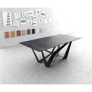 Jídelní stůl Edge 200x100cm Laminam® keramika šedá podnož černá obraz