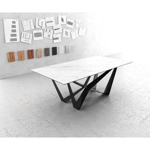 Jídelní stůl Edge 200x100cm Laminam® keramika bílá podnož obraz