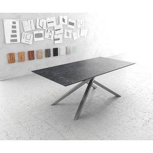 Jídelní stůl Edge 200x100cm Laminam® keramika šedá křížová obraz