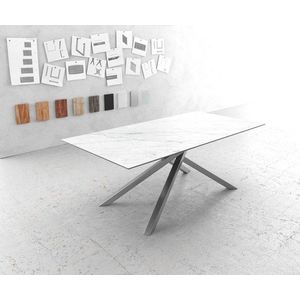 Jídelní stůl Edge 200x100cm Laminam® keramika bílá podnož obraz