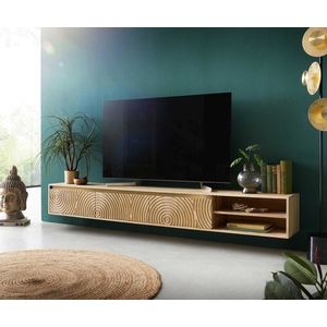 TV stolek Budaya mango přírodní 220 cm 3 dvířka 2 přihrádky obraz