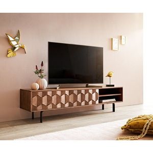 TV stolek Fevo 160 cm akácie hnědá 2 dvířka podnož ve tvaru "L" obraz