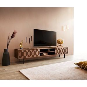 TV stolek Fevo 200 cm akácie hnědá 2 dvířka podnož ve tvaru "L" obraz