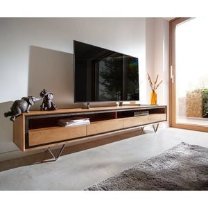TV stolek Stonegrace 240 cm akácie přírodní 2 přihrádky 4 obraz