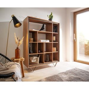 Skříň Stonegrace 120x150 akácie přírodní 12 přihrádek kamenná obraz
