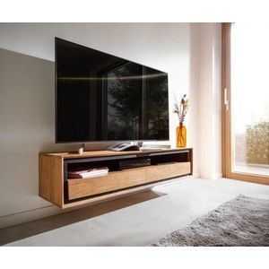 TV stolek Stonegrace 145 cm akácie přírodní 1 přihrádka 2 obraz