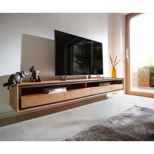 TV stolek Stonegrace 240 cm akácie přírodní 2 přihrádky 4 obraz