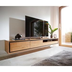 TV stolek Stonegrace 240 cm akácie přírodní kámen 2 dvířka 1 obraz