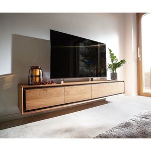 TV stolek Stonegrace 200 cm akácie přírodní 4 dvířka kamenná obraz