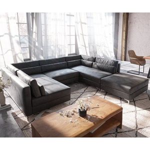 Pohovka ve tvaru "U" Elio 300x185 cm imitace kůže vintage obraz