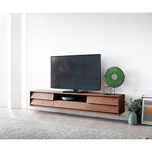 TV stolek Eloi 200x35 cm akácie hnědá 2 dvířka 1 zásuvka obraz