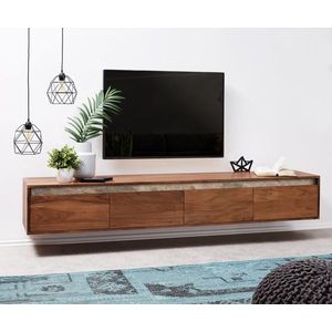 TV stolek Stonegrace 200 cm akácie hnědá břidlice 4 zásuvky obraz