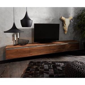 TV stolek Stonegrace 240 cm akácie hnědá břidlice 4 dvířka obraz