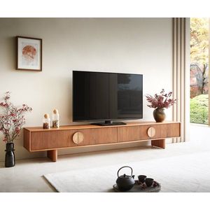 TV stolek Surimu 240 cm akácie světle hnědá 4 dvířka korkové obraz