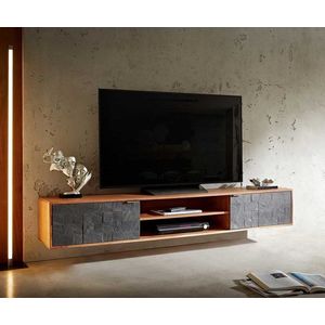 TV stolek Teele 200 cm přírodní akácie břidlice 2 dvířka obraz