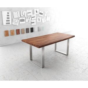 Jídelní stůl Edge 180x90 XL Acacia Brown Stainless Steel Narrow obraz