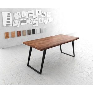 Jídelní stůl Edge 180x90 XL hnědá akácie kovová podnož šikmá obraz