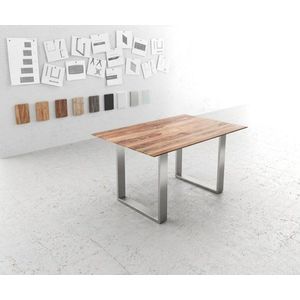 Jídelní stůl Edge 140x90 sheesham přírodní nerezová ocel úzká obraz