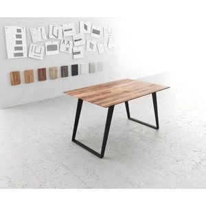 Hrana jídelního stolu 140x90 Sheesham Nature Metal Šikmá obraz