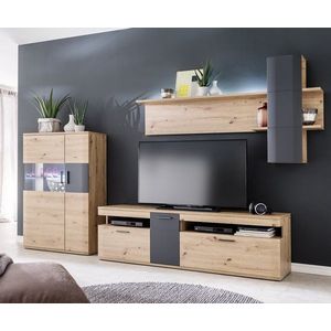 Skříň Farum 90 x 130 cm dub vitríny se 3 dvířky obraz