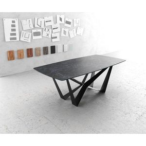 Jídelní stůl Edge zaoblená 200x100 cm Laminam® keramika šedá obraz