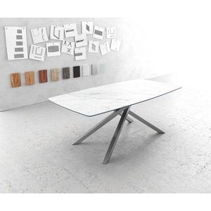 Jídelní stůl Edge zaoblená 200x100cm Laminam® keramika bílá obraz