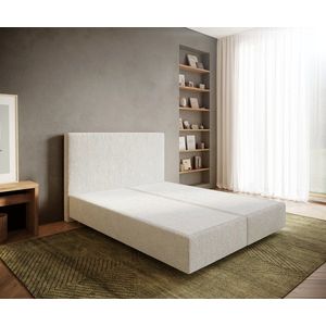 Boxspring postel Dream-Well 160x200 cm bouclé smetanovo-bílá obraz