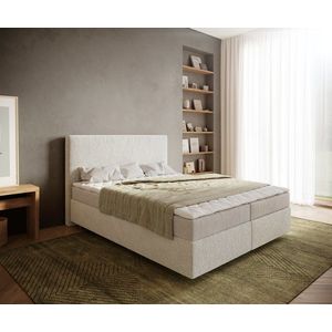 Boxspring postel Dream-Well 160x200 cm bouclé smetanovo-bílá obraz