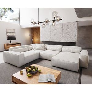 Pohovka ve tvaru "U" Sirpio XL 360x260 cm bouclé krémovo-bílá obraz