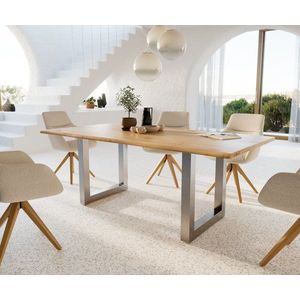Jídelní stůl Edge 200x100 cm přírodní dub nerezová ocel široká obraz