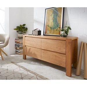 Komoda Philon 150x45 cm přírodní akácie 4 zásuvky obraz
