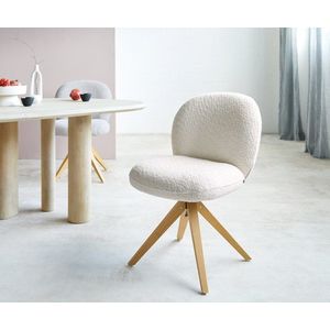 Otočná židle Nube-Flex dřevěná podnož hranatá bouclé bílá 180° obraz