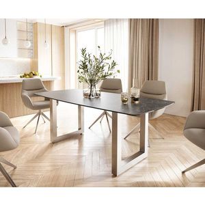 Jídelní stůl Edge 200x100 cm keramika zaoblená Laminam® Nero obraz