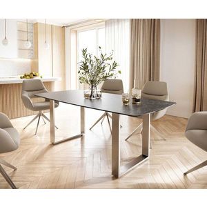 Jídelní stůl Edge 200x100 cm keramika zaoblená Laminam® Nero obraz