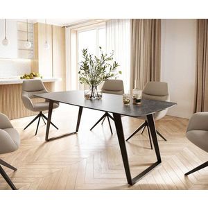 Jídelní stůl Edge 200x100 cm keramika zaoblená Laminam® Nero obraz