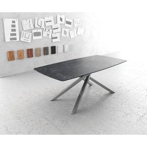 Jídelní stůl Edge zaoblená 200x100cm Laminam® Keramika šedá obraz