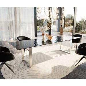 Jídelní stůl Edge 300x100 Reliéfní sklo kouřové černá 3D design obraz