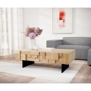 Odkládací stolek Puzzle 120x70x40 cm přírodní dub 4 zásuvky kov obraz