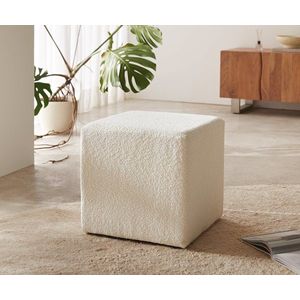 Taburet Dado 45x45 cm bouclé smetanovo-bílá obraz