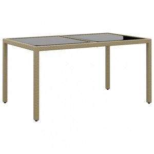 Zahradní stůl 150 x 90 x 75 cm tvrzené sklo a polyratan béžový obraz