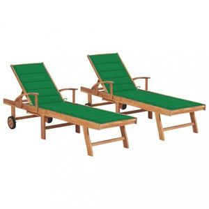 Zahradní lehátko 2ks masivní teak / látka Dekorhome obraz