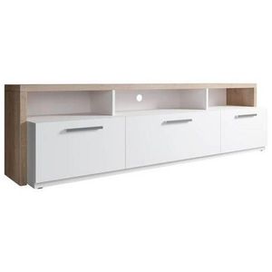 Carryhome NÍZKÁ KOMODA, bílá, barvy dubu, 170/48/40 cm obraz