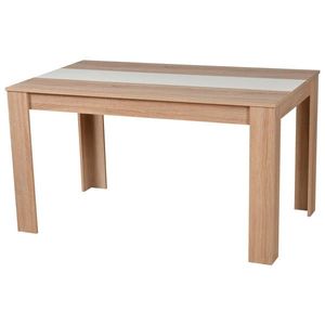 Carryhome JÍDELNÍ STŮL, bílá, Sonoma dub, 135/75/80 cm obraz