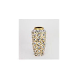 Eurolamp Keramická váza 25x13 cm bílá/zlatá/černá obraz