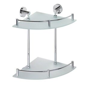 SAPHO X-ROUND E skleněná polička rohová dvojitá s hrazdou 280x355x380, chrom XR604 obraz