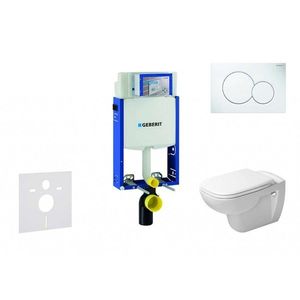 GEBERIT Kombifix Modul pro závěsné WC s tlačítkem Sigma01, alpská bílá + Duravit D-Code WC a sedátko, Rimless, SoftClose 110.302.00.5 NH1 obraz