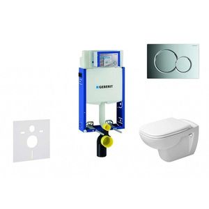GEBERIT Kombifix Modul pro závěsné WC s tlačítkem Sigma01, lesklý chrom + Duravit D-Code WC a sedátko, Rimless, SoftClose 110.302.00.5 NH2 obraz