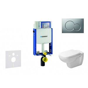 GEBERIT Kombifix Modul pro závěsné WC s tlačítkem Sigma01, matný chrom + Duravit D-Code WC a sedátko, Rimless, SoftClose 110.302.00.5 NH3 obraz