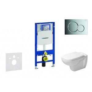 GEBERIT Duofix Modul pro závěsné WC s tlačítkem Sigma01, lesklý chrom + Duravit D-Code WC a sedátko, Rimless, SoftClose 111.300.00.5 NH2 obraz