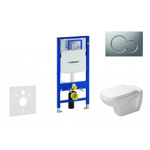 GEBERIT Duofix Modul pro závěsné WC s tlačítkem Sigma01, matný chrom + Duravit D-Code WC a sedátko, Rimless, SoftClose 111.300.00.5 NH3 obraz